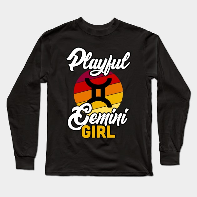 Gemini - Playful Girl Long Sleeve T-Shirt by LetsBeginDesigns